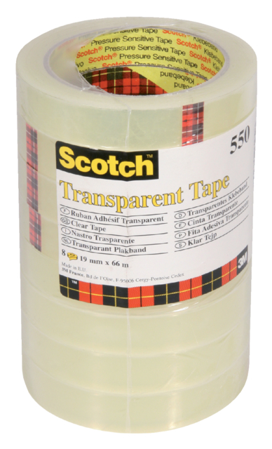 Ruban adhésif Scotch 550 66mx19mm transparent 8 rouleaux