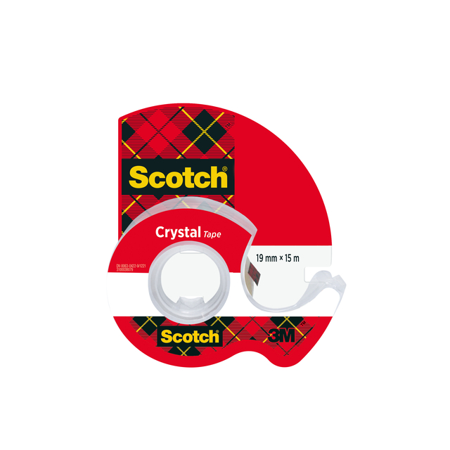 Ruban adhésif Scotch Crystal 600 15mx19mm transparant + dévidoir