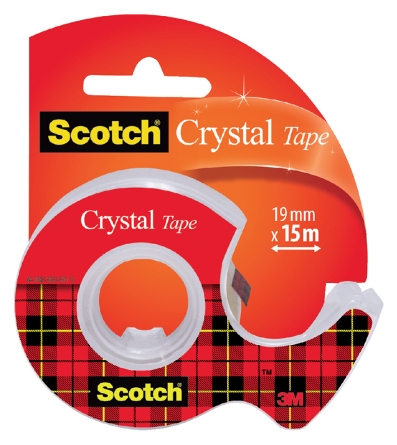 Plakband Scotch Crystal 600 19mmx15m transparant  + handdispenser