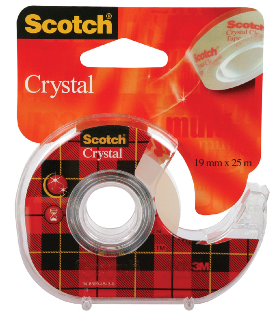 Plakband Scotch Crystal 600 19mmx25m transparant + handdispenser