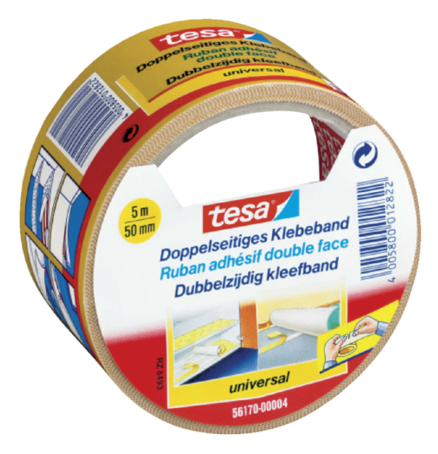 Tapijttape tesa® universal 5mx50mm dubbelzijdig wit