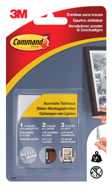 Bevestigingsstrip Command klik vast klein 1,8kg wit