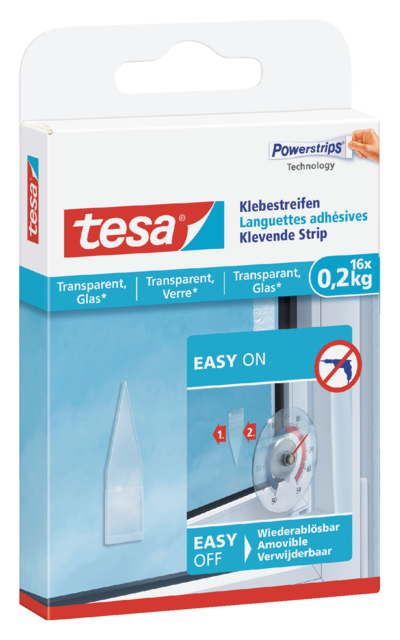 Languette adhésive tesa® double face transparant 0,2kg 16 pièces