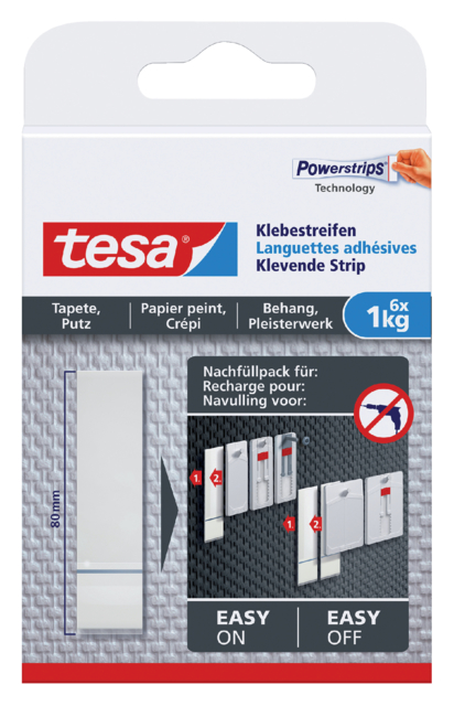 Languette adhésive tesa® Papier peint & Plâtre 1kg blanc 6 pièces