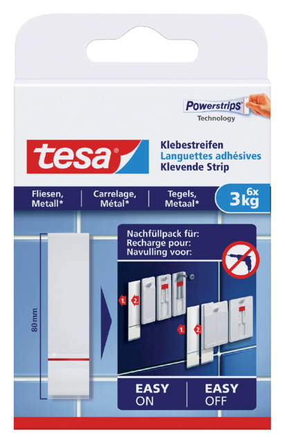 Kleefstrips tesa® tegels & metaal 3kg wit 6 stuks