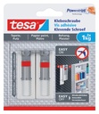 Klevende schroef tesa® behang en pleisterwerk 1kg verstelbaar wit 2 stuks
