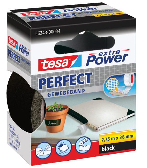 Textieltape tesa® extra Power Perfect 2.75mx38mm zwart