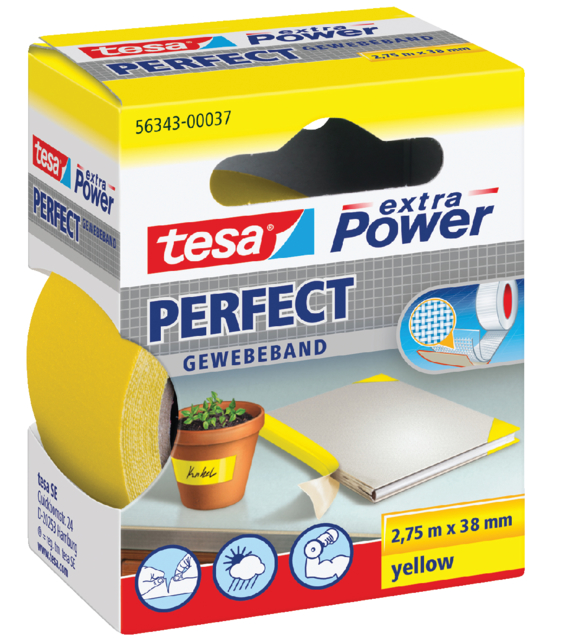 Textieltape tesa® extra Power Perfect 2.75mx38mm geel