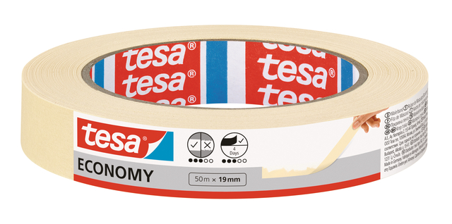 Ruban de masquage tesa® Economy 50mx19mm jaune