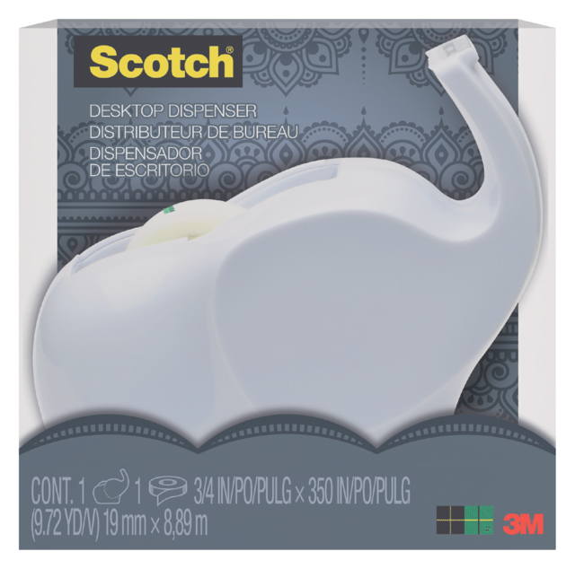 Dévidoir Scotch C43 Elephant blanc + 1 rouleau Magic 19mmx8,89m