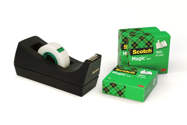 Dévidoir Scotch C8 noir + 4 rouleaux Magic 33mx19mm
