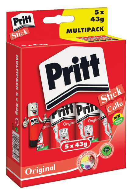 Lijmstift Pritt Stick Original 43gr promopack 4+1 gratis