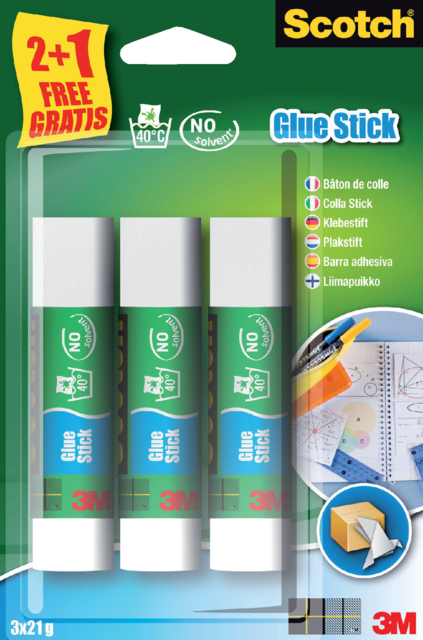 Lijmstift Scotch 21gr 2+1 gratis