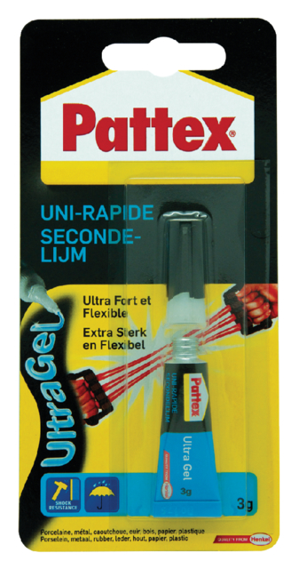 Secondelijm Pattex Ultra GEL tube 3 gram op blister