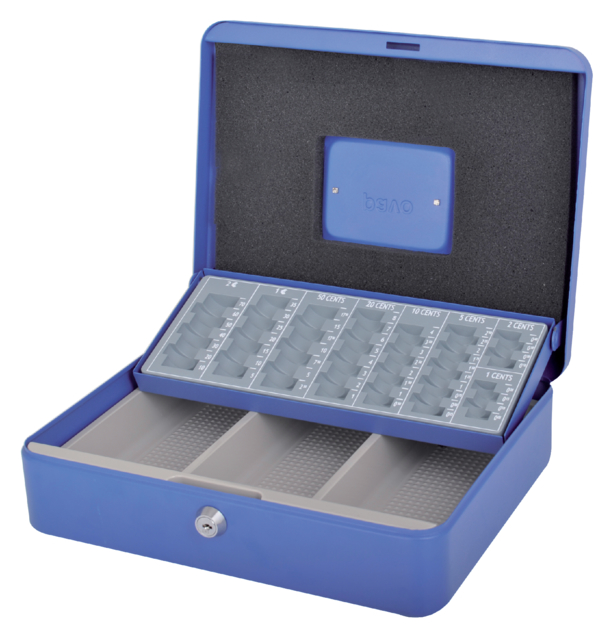 Coffret caisse Pavo avec monnayeur 300x240x90mm bleu