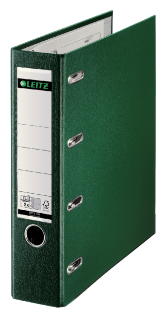 Giro-/bank ordner Leitz A4 met dubbele mechaniek 80mm PP groen