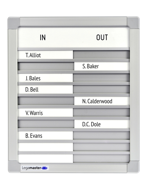Aan-afwezigheidsbord Legamaster 310x260mm 10 namen