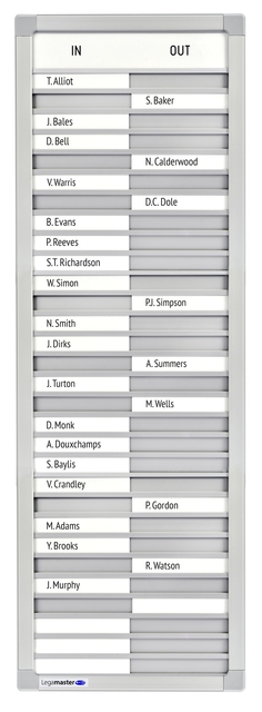 Tableau de présence Legamaster 770x260m 30 noms
