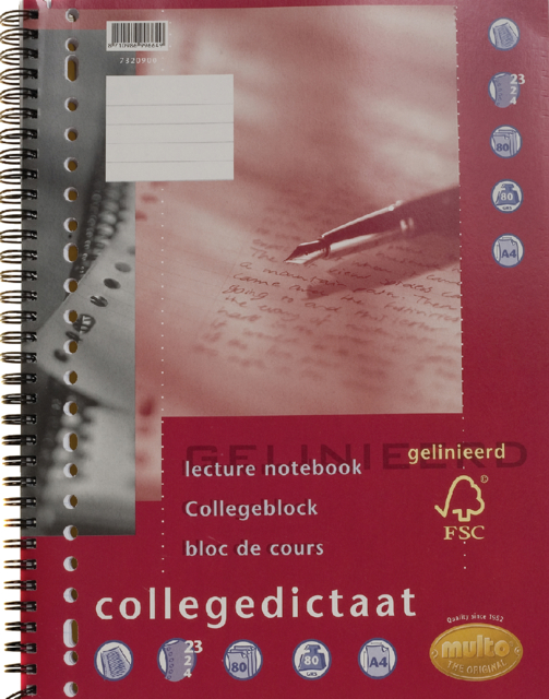 Collegedictaat Multo A4 lijn 23-gaats 160 pagina''s 80gr wit