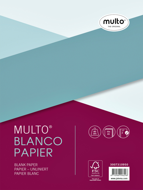 Interieur Multo A5 17 perforations uni 80g 50 feuilles