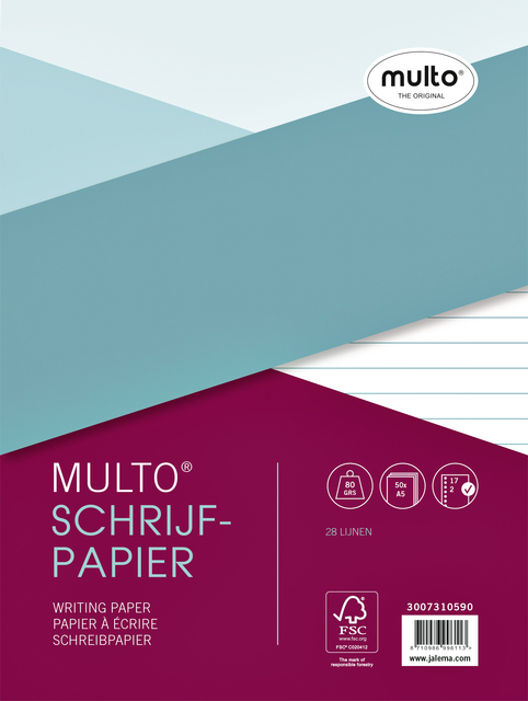 Intérieur Multo A5 17 perforations ligné 80g 50 feuilles