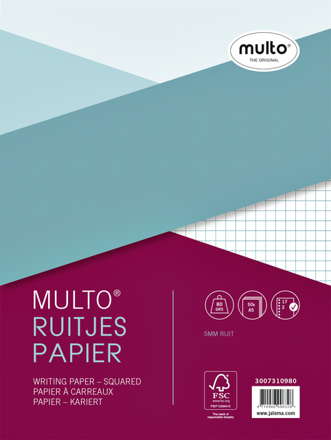 Intérieur Multo A5 17 perforations carreau 5mm 80g 50 feuilles