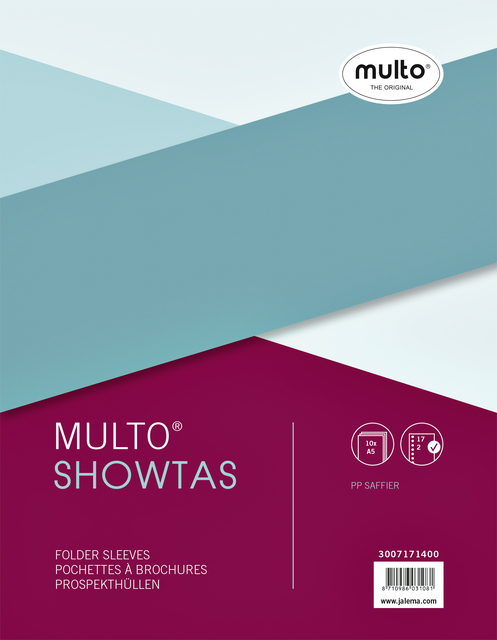 Pochette Multo A5 17 perforations PP 0,08mm grainé 10 pièces