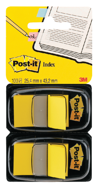 Indextabs Post-it 680 25.4x43.2mm duopack geel 2x50 tabs