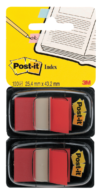 Marque-pages Post-it 680 25,4x43,2mm Pack Duo rouge