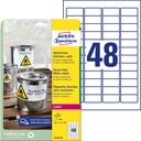 Etiket Avery L4778-20 45.7x21.2mm polyester wit 960 stuks