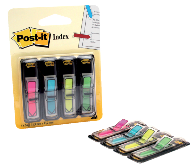 Indextabs Post-it 684 12x43mm pijl neon assorti 96 tabs