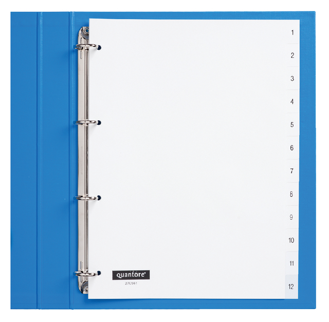 Intercalaire Quantore 4 perforations numéro 1-12 PP blanc