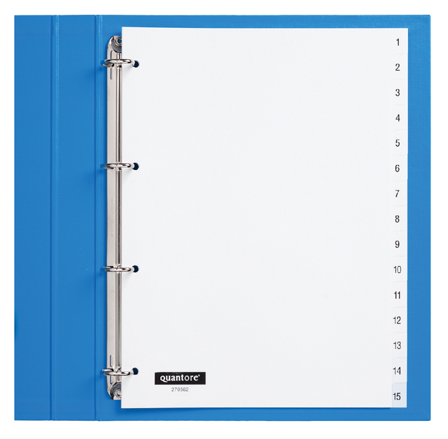 Intercalaire Quantore 4 perforations numéro 1-15 PP blanc