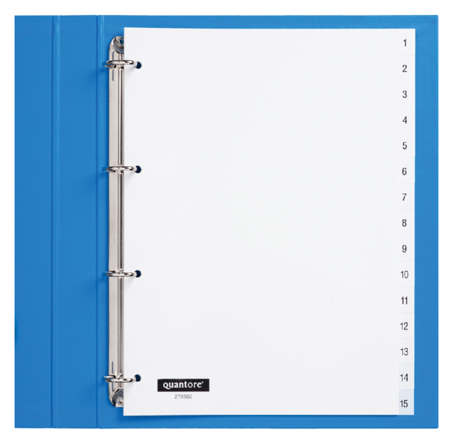 Intercalaires Quantore 4 perf numéro 1-15 blanc PP