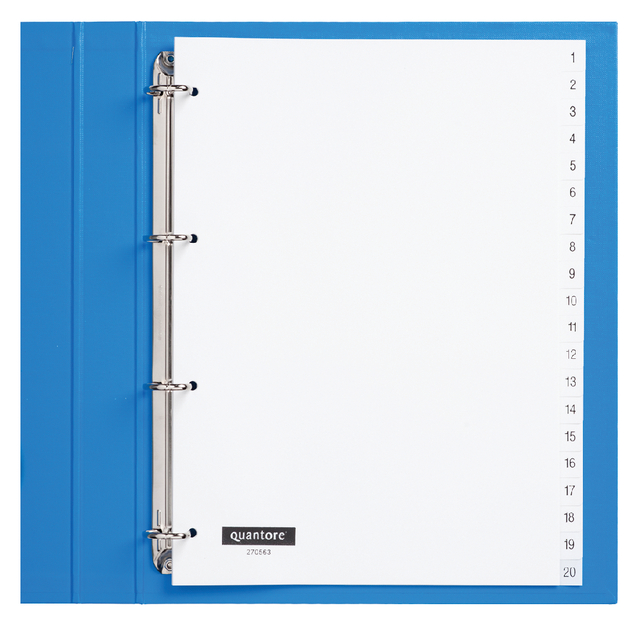 Intercalaire Quantore 4 perforations numéro 1-20 PP blanc