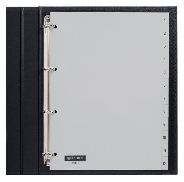 Intercalaire Quantore 4 perforations numéro 1-12 PP gris