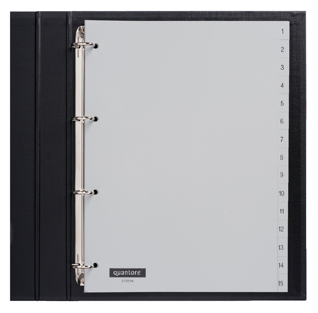 Intercalaire Quantore 4 perforations numéro 1-15 PP gris