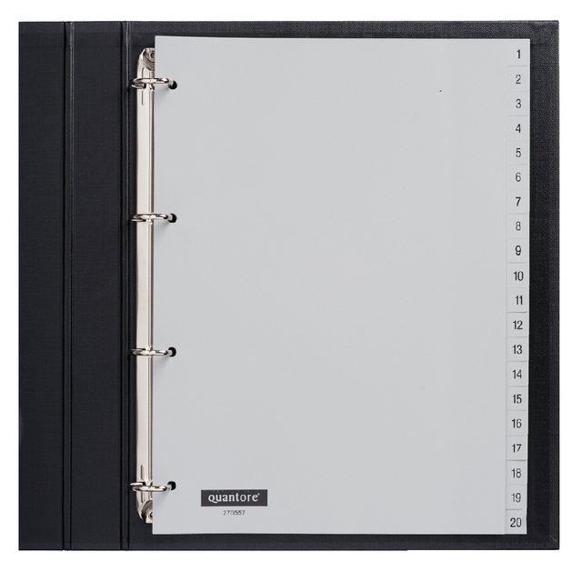 Intercalaire Quantore 4 perforations numéro 1-20 PP gris