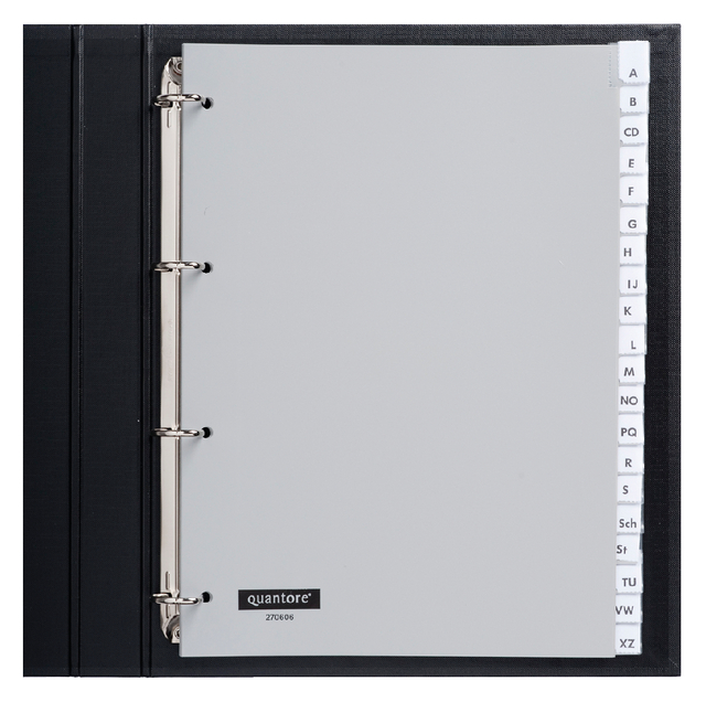 Intercalaire Quantore 4 perforations 20 onglets A-Z PP gris