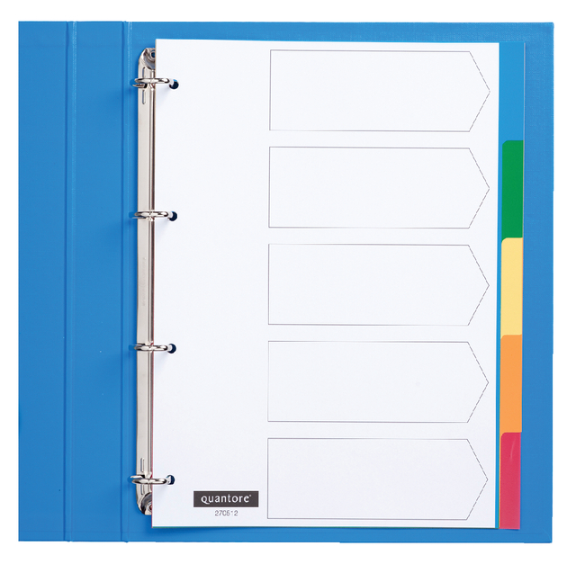 Intercalaire Quantore 4 perforations 5 onglets PP assorti