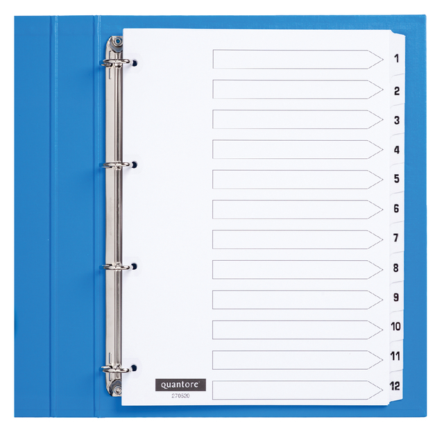 Intercalaire Quantore 4 perforations numéro 1-12 carton blanc