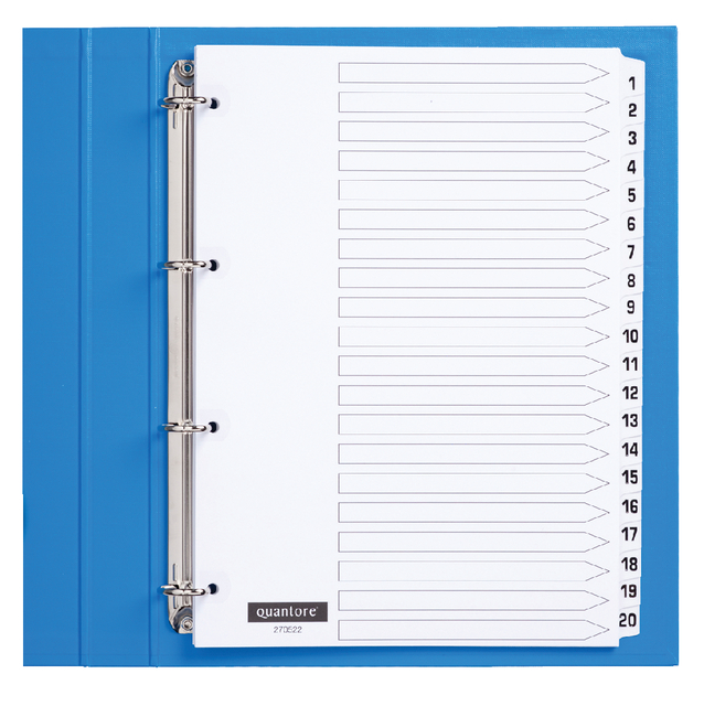 Intercalaire Quantore 4 perforations numéro 1-20 carton blanc