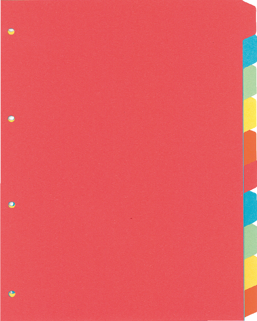 Intercalaire Kangaro PE410 A4 4 perforations 10 onglets carton assorti