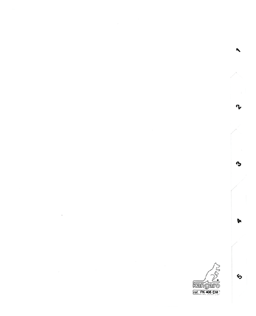 Intercalaire Kangaro PK405C A4 4 perforations numéro 1-5 carton blanc