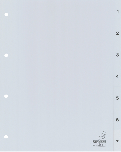 Intercalaires Kangaro 4 perf G407C numéro 1-7 gris PP