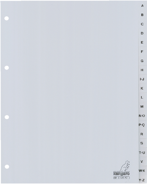 Intercalaire Kangaro G420AZ A4 4 perforations 20 onglets A-Z PP gris