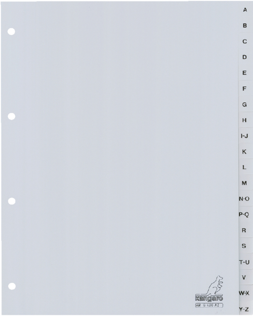 Intercalaire Kangaro G420AZ A4 4 perforations 20 onglets A-Z PP gris
