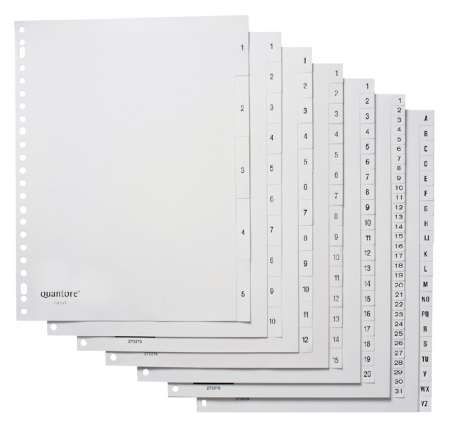 Intercalaires Quantore 23 perforations 1-5 numéroté PP blanc