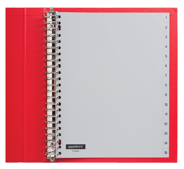 Intercalaire Quantore 23 perforations numéro 1-15 PP gris