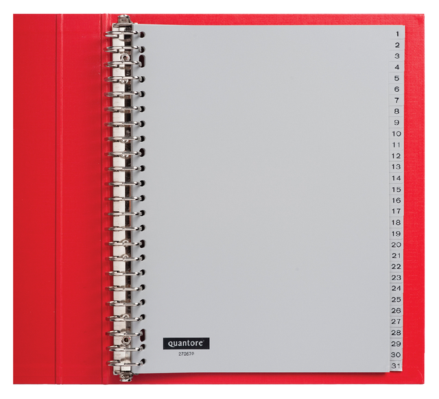Intercalaire Quantore 23 perforations numéro 1-31 PP gris